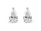 Certified Pear Shape White Lab-Grown Diamond E-F SI 18k White Gold Stud Earrings 1.50ctw