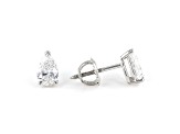 Certified Pear Shape White Lab-Grown Diamond E-F SI 18k White Gold Stud Earrings 1.50ctw