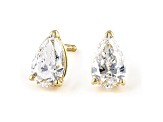 Certified Pear Shape White Lab-Grown Diamond E-F SI 18k Yellow Gold Stud Earrings 1.50ctw