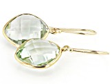 Green Prasiolite 14K Yellow Gold Dangle Earrings 13.00ctw