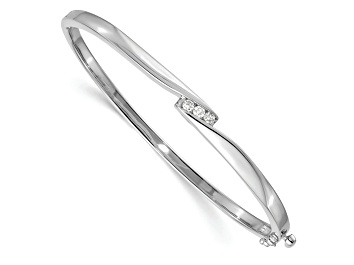 Picture of Rhodium Over 14k White Gold 5mm Diamond Hinged Bangle 0.12ctw