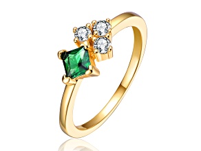 Lab Created Moissanite,14k Gold Plated over Sterling Silver Toi Et Moi Cluster Ring, 0.11ct