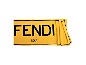 Fendi Roma Knitted Wool & Cashmere Yellow Black Logo Scarf