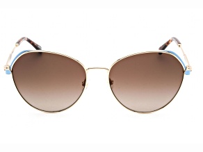 Kate Spade Octavia Gold Tone Blue Round Frames / Brown Gradient Lenses Sunglasses