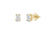 White Cubic Zirconia 14k Yellow Gold Studs With Velvet Gift Box 0.50ctw