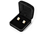 White Cubic Zirconia 14k Yellow Gold Studs With Velvet Gift Box 0.50ctw