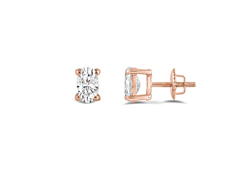 White Cubic Zirconia 14k Rose Gold Studs With Velvet Gift Box 0.50ctw