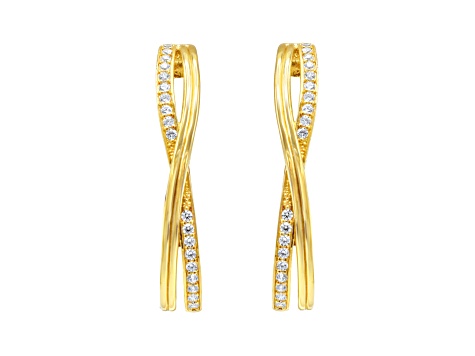 Judith Ripka 1.06ctw Round Bella Luce Diamond Simulant 14K Gold Clad Earrings