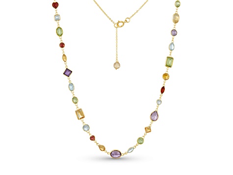 Multi-Gemstone 14k Yellow Gold 18" Necklace 17.71ctw