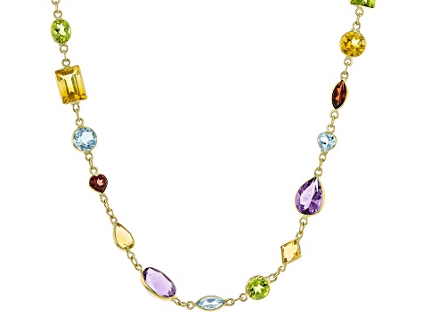 Multi-Gemstone 14k Yellow Gold 18" Necklace 17.71ctw