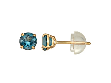 Picture of Round London Blue Topaz 14K Yellow Gold Childrens Stud Earrings 0.66ctw