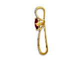 14k Yellow Gold and Rhodium Over 14k Yellow Gold Lab Created Ruby and Diamond Cross Slide