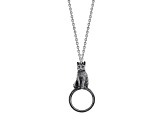 1928 Jewelry Pewter Cat Magnifying Glass Pendant Necklace