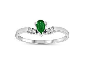0.33ctw Emerald and Diamond Ring in 14k White Gold
