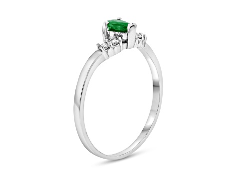 0.33ctw Emerald and Diamond Ring in 14k White Gold