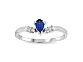 0.33ctw Pear Shaped Sapphire and Diamond Ring in 14k White Gold