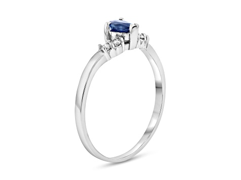 0.33ctw Pear Shaped Sapphire and Diamond Ring in 14k White Gold