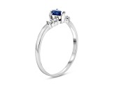 0.33ctw Pear Shaped Sapphire and Diamond Ring in 14k White Gold