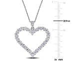 2 2/5 CT DEW Created Moissanite Heart Pendant with Chain in Sterling Silver