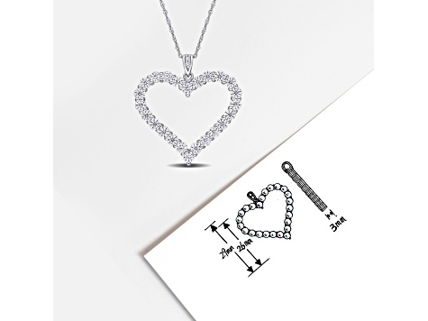 2 2/5 CT DEW Created Moissanite Heart Pendant with Chain in Sterling Silver