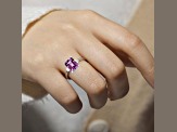 Amethyst with White Zircon Accents Rhodium Over Sterling Silver Statement Ring, 5.96ctw