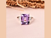 Amethyst with White Zircon Accents Rhodium Over Sterling Silver Statement Ring, 5.96ctw