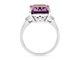 Amethyst with White Zircon Accents Rhodium Over Sterling Silver Statement Ring, 5.96ctw