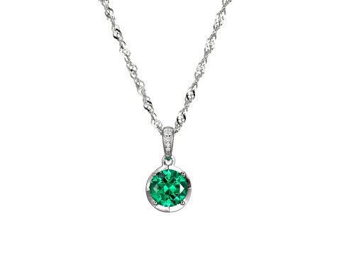 Green Lab Created Garnet and White Cubic Zirconia Platineve® Pendant With Chain 1.57ctw