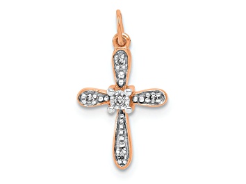 Picture of 14k Rose Gold and Rhodium over 14k Rose Gold Diamond Cross Charm