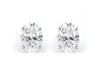Picture of Oval White IGI Certified Lab-Grown Diamond 18k White Gold Stud Earrings 1.00ctw