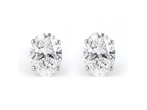 Oval White IGI Certified Lab-Grown Diamond 18k White Gold Stud Earrings 1.00ctw