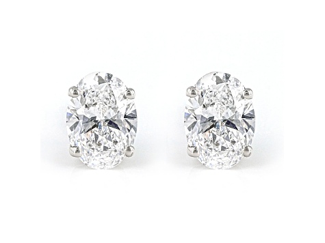 Certified Oval White Lab-Grown Diamond E-F SI 18k White Gold Stud Earrings 1.00ctw