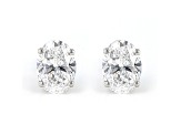 Oval White Lab-Grown Diamond 18k White Gold Stud Earrings 1.00ctw