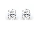 Certified Oval White Lab-Grown Diamond E-F SI 18k White Gold Stud Earrings 1.00ctw