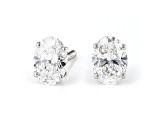 Certified Oval White Lab-Grown Diamond E-F SI 18k White Gold Stud Earrings 1.00ctw