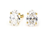 Certified Oval White Lab-Grown Diamond E-F SI 18k Yellow Gold Stud Earrings 1.00ctw