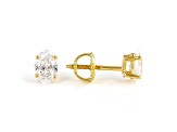 Certified Oval White Lab-Grown Diamond E-F SI 18k Yellow Gold Stud Earrings 1.00ctw