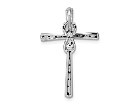 Rhodium Over 14K White Gold Black and White Diamond Infinity Cross Chain Slide