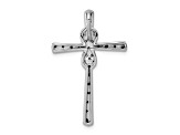 Rhodium Over 14K White Gold Black and White Diamond Infinity Cross Chain Slide