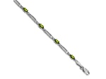 Rhodium Over 10k White Gold Diamond and Peridot Bracelet