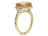 4ct Citrine and 0.10ctw Diamond 10k Yellow Gold Ring