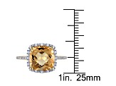4ct Citrine and 0.10ctw Diamond 10k Yellow Gold Ring