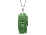 Sterling Silver Jadeite 32x17MM  Buddha Pendant with Singapore Chain