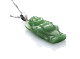 Sterling Silver Jadeite 32x17MM  Buddha Pendant with Singapore Chain