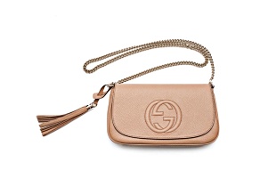 Gucci Soho Disco GG Camelia Beige Tassel Chain Crossbody Bag