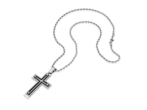 Invicta Jewelry Men's Black Two Tone Steel Multi Layer Cross