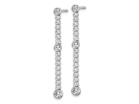 Rhodium Over 14K White Gold Lab Grown Diamond SI1/SI2, G H I, Post Dangle Earrings