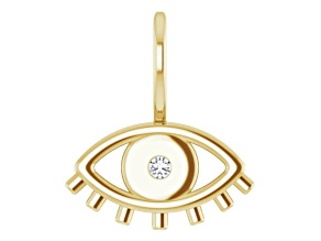 14K Yellow Gold 0.02ctw Diamond Accent Evil Eye Charm Pendant.