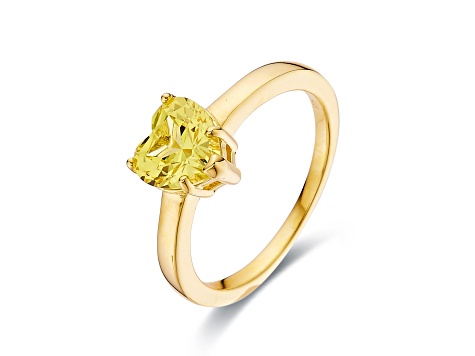 Heart Shape Lab Created Yellow Sapphire 18K Yellow Gold Over Sterling Silver Solitaire Ring