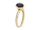 Lab Created Sapphire 10K Yellow Gold Heart Ring 2.25ctw